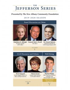Line-up of speakers featured in the 2019-2020 Jefferson Series presented by The New Albany Community Foundation.