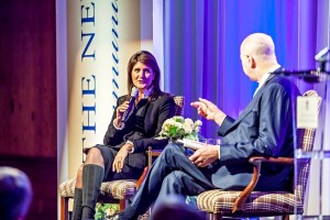 Nikki Haley being interviewed at Remarkable Evening event