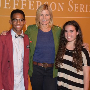 Three people posing for a picture at a Jefferson Series event.