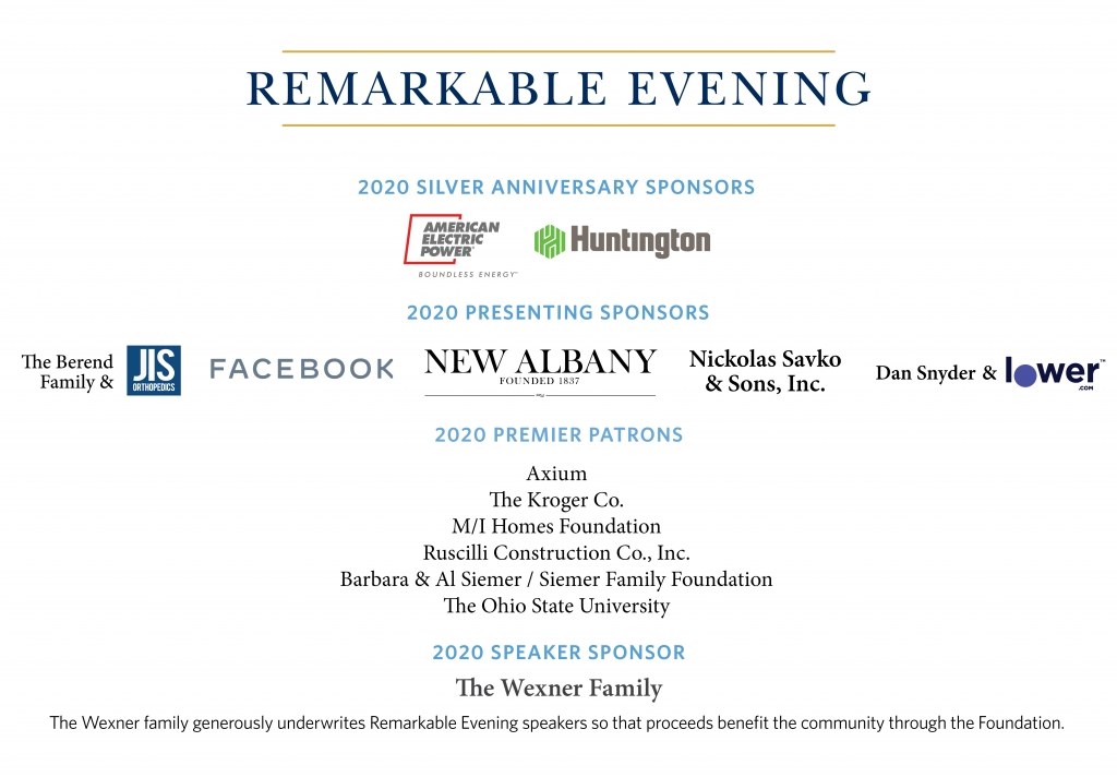 Remarkable Evening event sponsors and their logos.