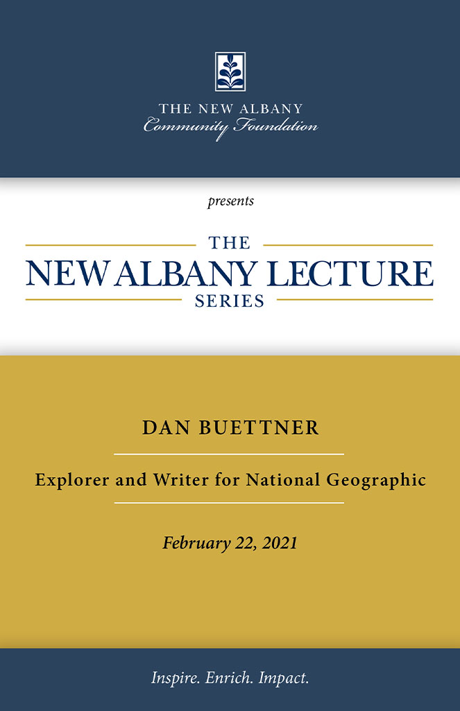 Cover of the PDF for the Dan Buettner New Albany Lecture Series Event.